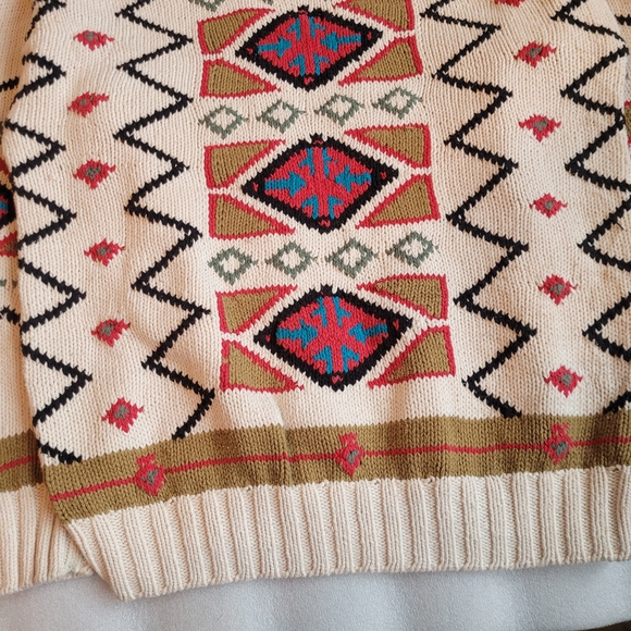 Vintage Navajo Pattern Men's Cotton Crew Neck Sweater Medium - Picture 7 of 11